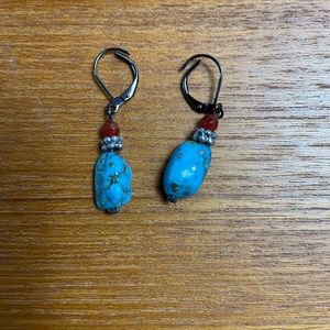 Turquoise and Red Earrings